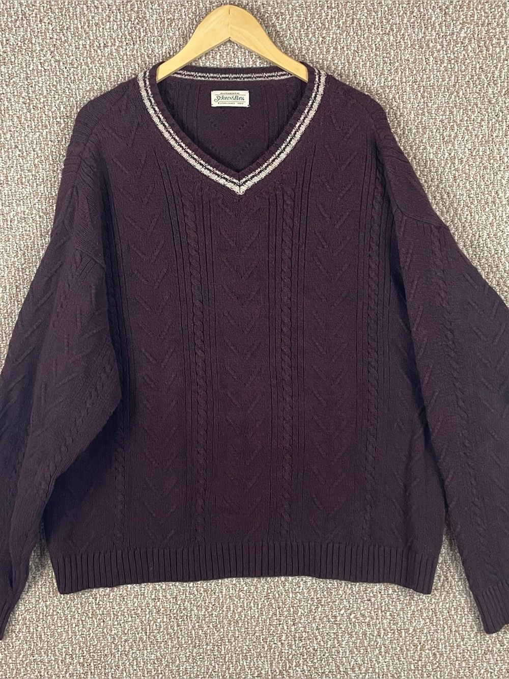 Vintage 90s Cricket Sweater Mens XL Cable Knit Tennis V Neck Tennis Retro R3